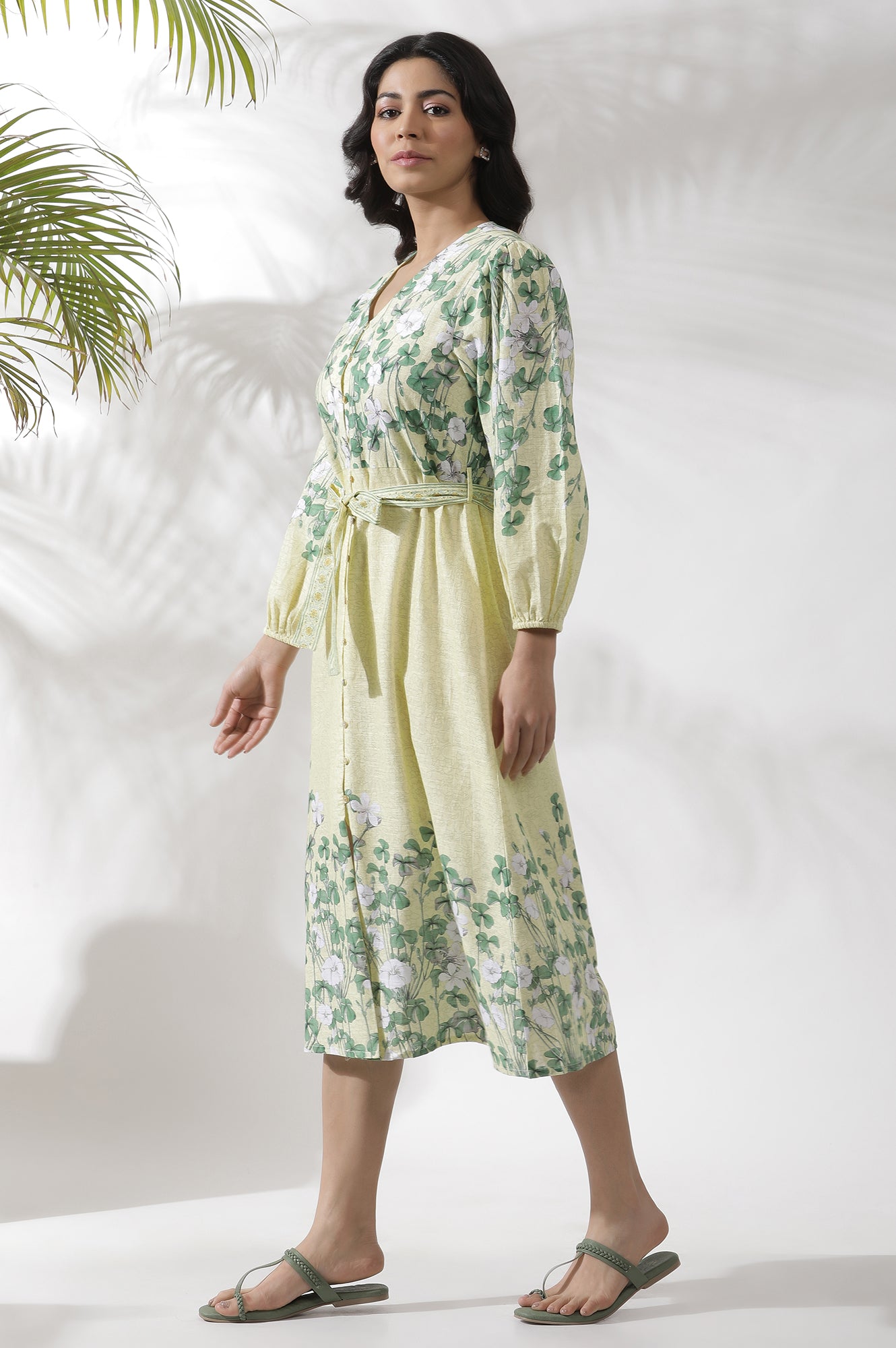 Yellow Floral Printed Shirt Dress - Image 9